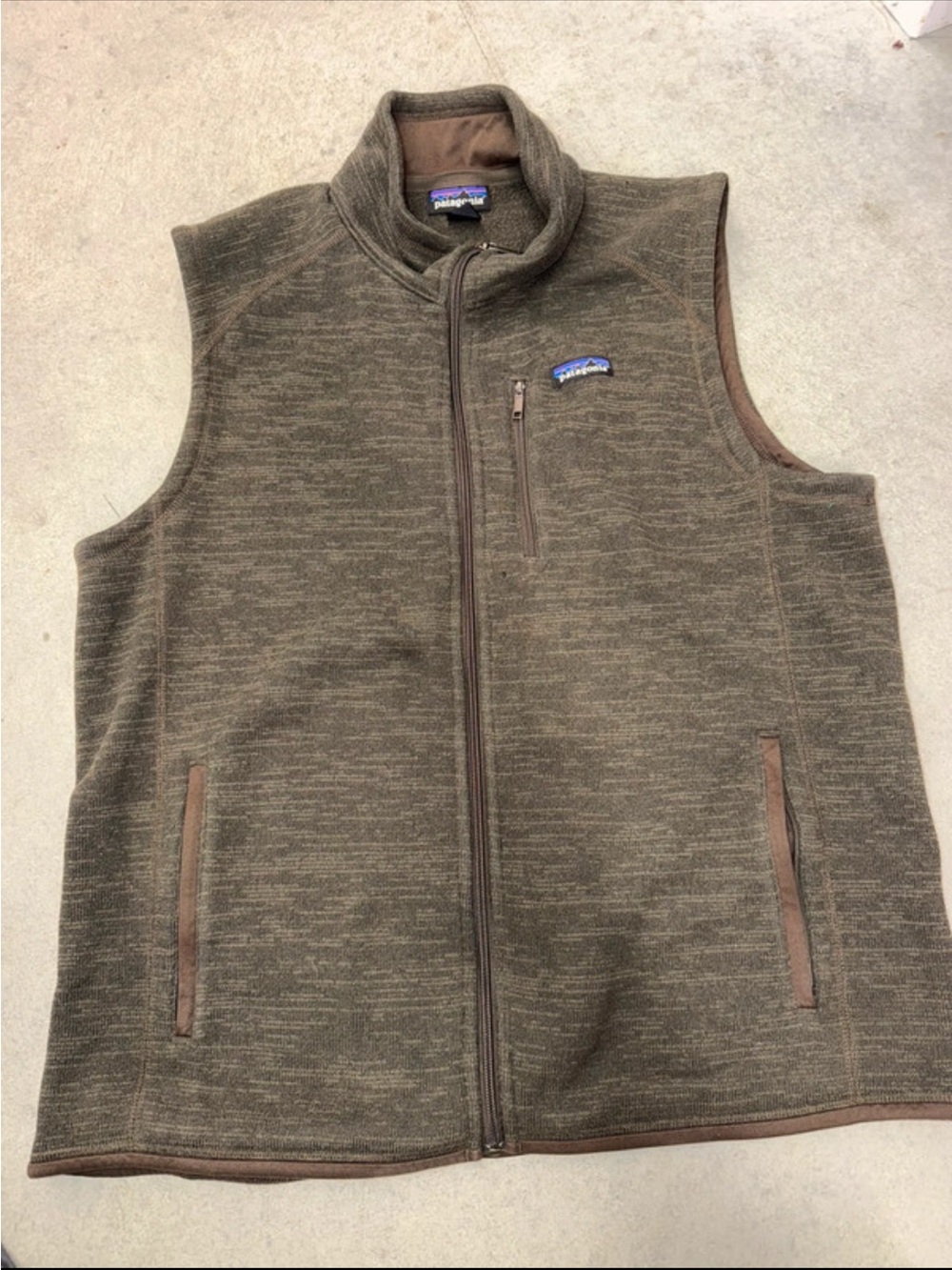 Patagonia Olive Brown Full‑Zip Fleece Vest